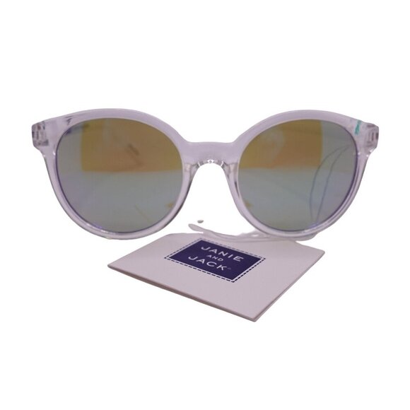 NWT Janie And Jack Round Sunglasses Girls 2-4 Years Clear Tinted UV Lenses Beach - Picture 1 of 9
